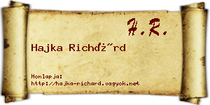 Hajka Richárd névjegykártya